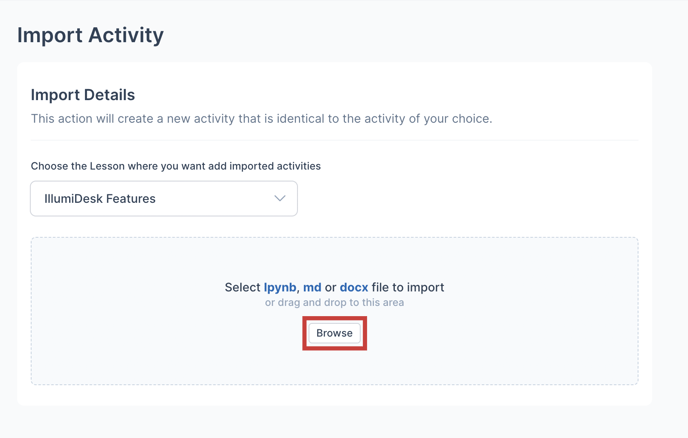 Browse - Import Activity