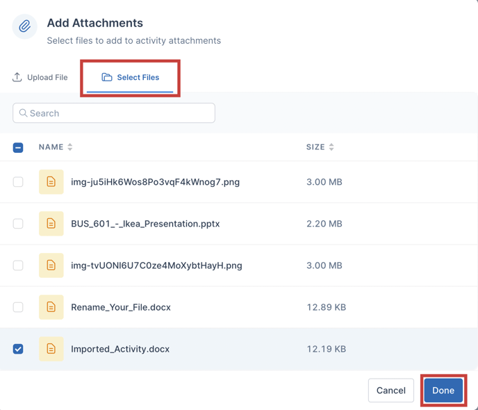 Select Files as Attachments