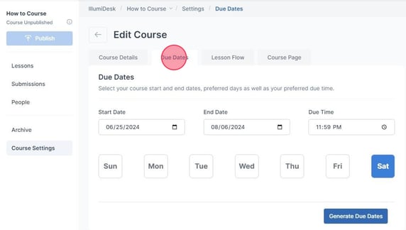 Set Due Date and Submission Settings for a Course - Step 13